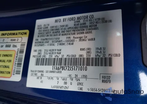 2018 Ford Mustang Gt Premium from USA, damaged, VIN 1FA6P8CF2J5171010